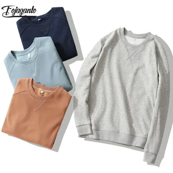 

FOJAGANTO Brand Men O-Neck Sweatshirts Autumn Winter Men's Harajuku Pullover Sweatshirt Solid Fleece Hoodie Sweatshirt Male