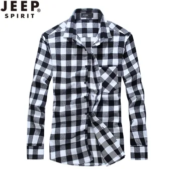 

New JEEP men's plaid shirt spring and autumn cotton casual handsome long-sleeved shirt Hong Kong fashion trend shirt clothes