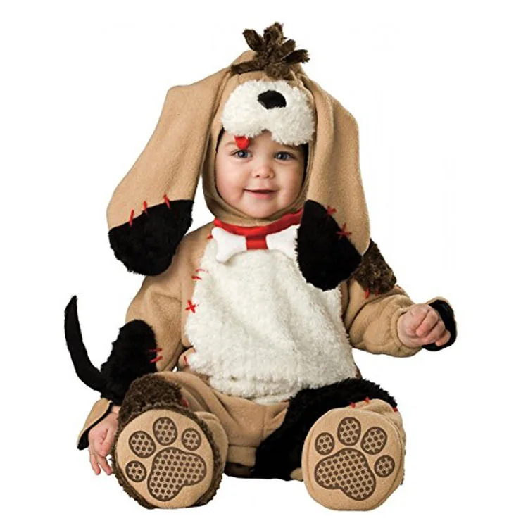 Baby Boys Girls Brown Dogs Cartoon Animals Cosplay Costumes Kid Christmas Halloween Jumpsuit Newborn Infant Photography Prop