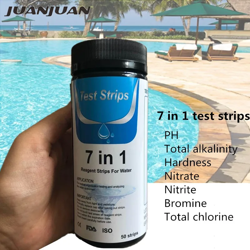 50PCS Water Quality Test Strips Aquarium Fish Tank PH Level Testing Papers For PH Level Test Prom-note 7 In 1 Test Strips Freshwater And Saltwater Aquarium Test Strips