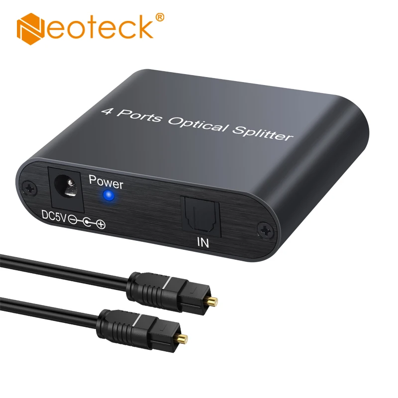 Цифровой оптический сплиттер Neoteck 1 в 4 алюминиевый сплав цифровой SPDIF Toslink