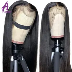 Прозрачный Синтетические волосы на кружеве парики с прямыми волосами 13x4 предварительно вырезанные Синтетические волосы на кружеве