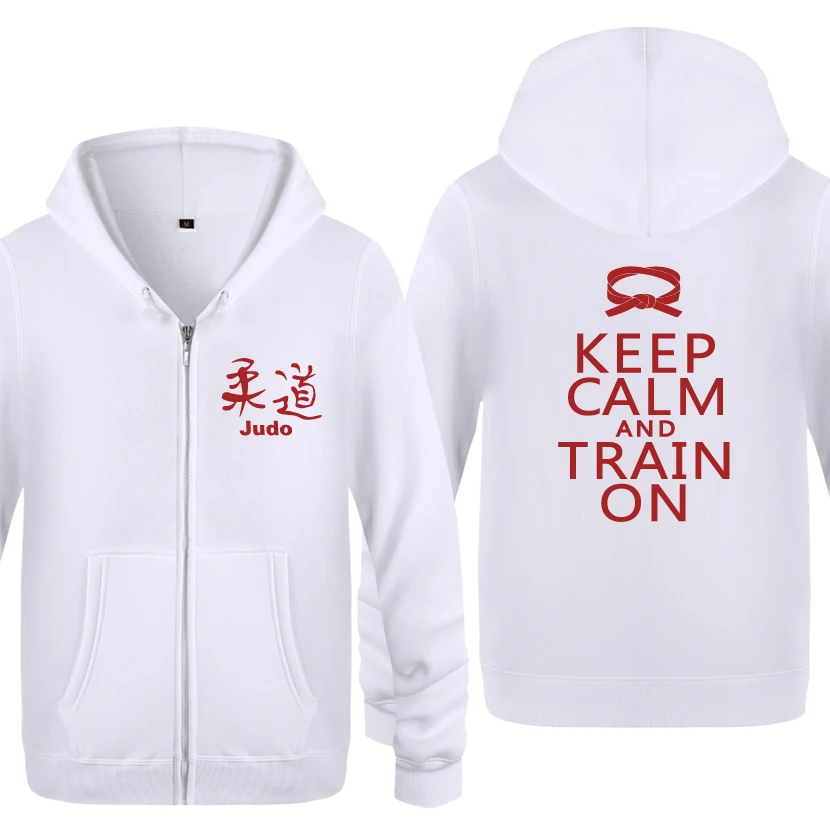 Свитшот KEEP CALM AND TRAIN ON - Judo Jujitsu мужские 2020 флисовые толстовки с капюшоном на молнии