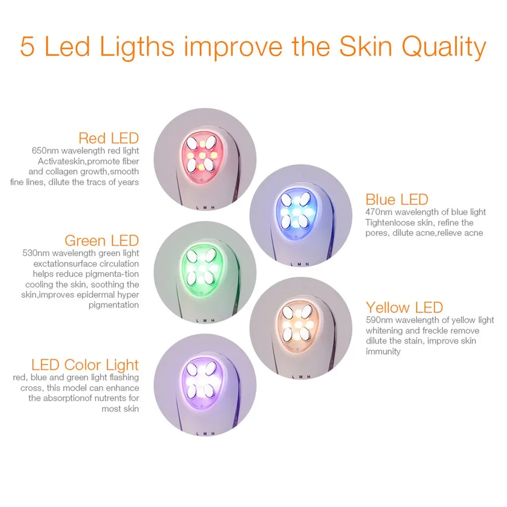 5 In 1 Led Photon Beauty Instrument Multi Function Beauty Instrument Rejuvenation Speed Therapy Electroporation Charging 5