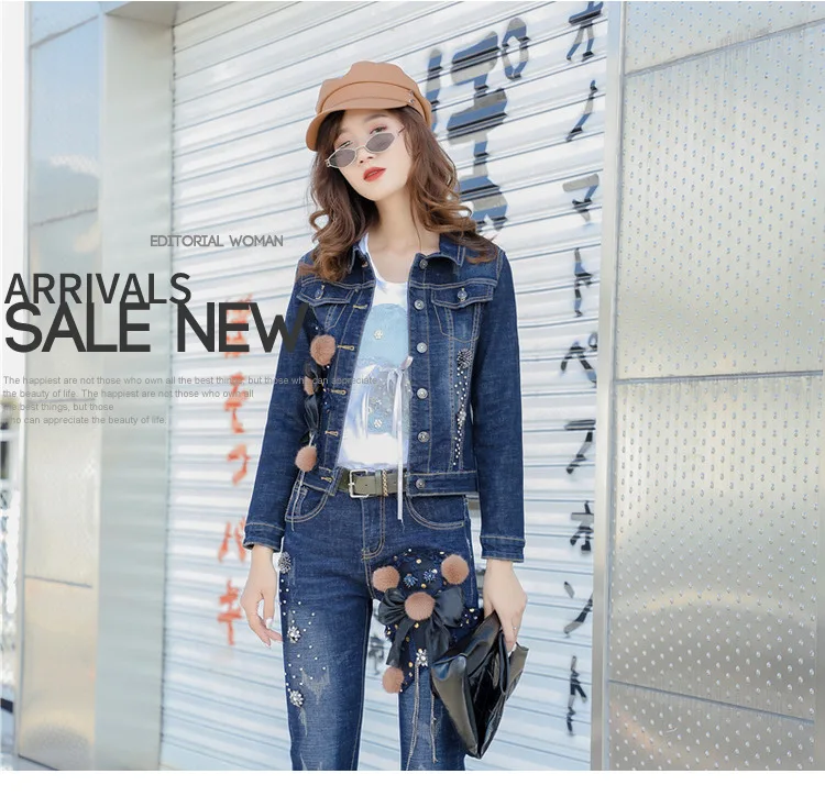 Saveleva Hole Streach Sequins женские джинсы с принтом повседневные модные джинсовые брюки карандаш Синий Размер 30