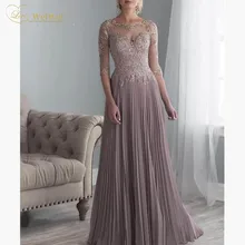 Plus Size Beaded Lace Mother Of The Bride Dress Half Sleeves Chiffon Evening Gowns For Wedding Vestido De Fiesta De Boda