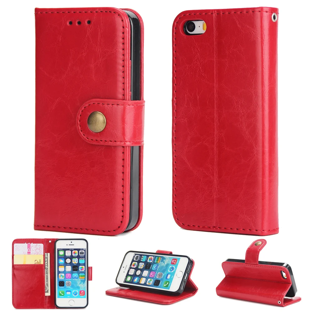 Чехол для iPhone5 чехол для iPhone 5 5S SE книга 4,0 дюймов кошелек PU Coque подставка флип кожаный держатель для Apple 5 Ретро Магнитная металлическая пряжка