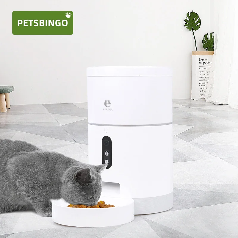 US $106.00 Pets Bingo Pet Automatic Feeder 4L Cat Food Container Smart Wifivideo Timing Quantitative Feeding Machine with Camera Dog Bowl