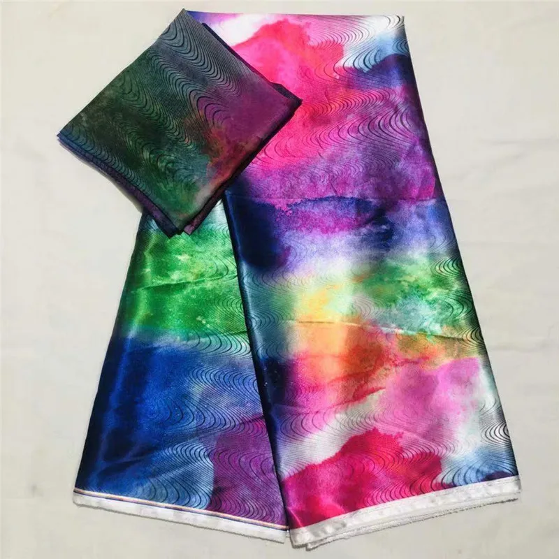 

satin fabric soft silk fabric African material Ankara prints high quality for women dress 5+2 yard/lot XM090431