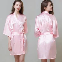 Новое шелковое кимоно халат женский шелковый халат для подружки невесты сексуальные темно-синие халаты Атласный халат женские халаты