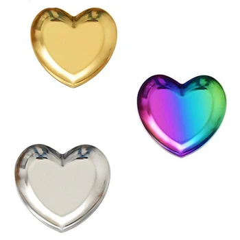 

3 Pcs/Set Heart Shaped Jewelry Plate Metal Tray Storage Ornaments Tray Home Decoration Earrings Hairpin Jewelry Dish