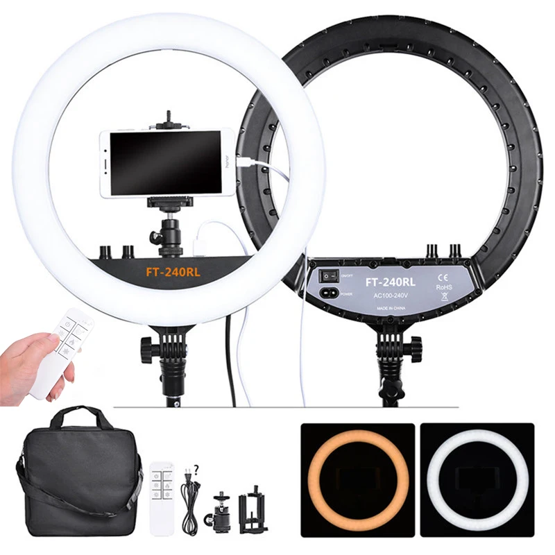  fosoto FT-240RL 14 inch Photographic Light 240 leds Ring Light 48W Ring Lamp With Remote For Camera - 4000086585961