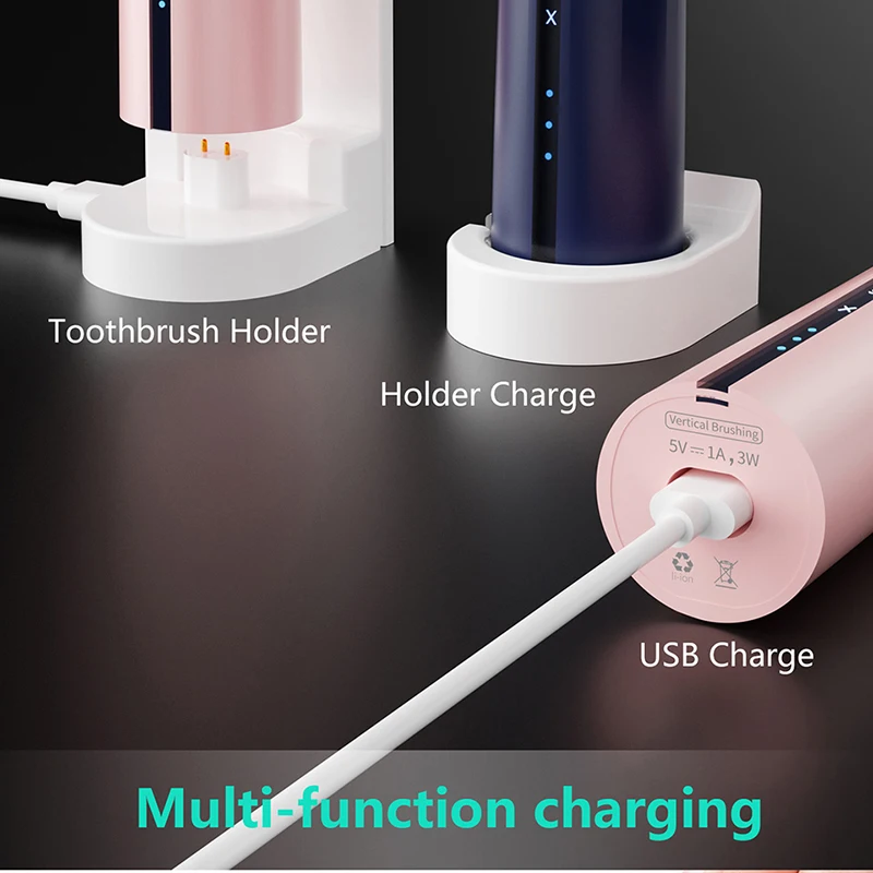 IPX7 Водонепроницаемая электрическая зубная щетка с USB перезаряжаемой щеткой
