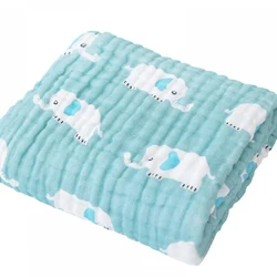 Manta de muselina suave de 6 capas para bebé, manta de algodón 100% OBAMI, toalla para cochecito de bebé, manta suave y absorbente, 105x105cm