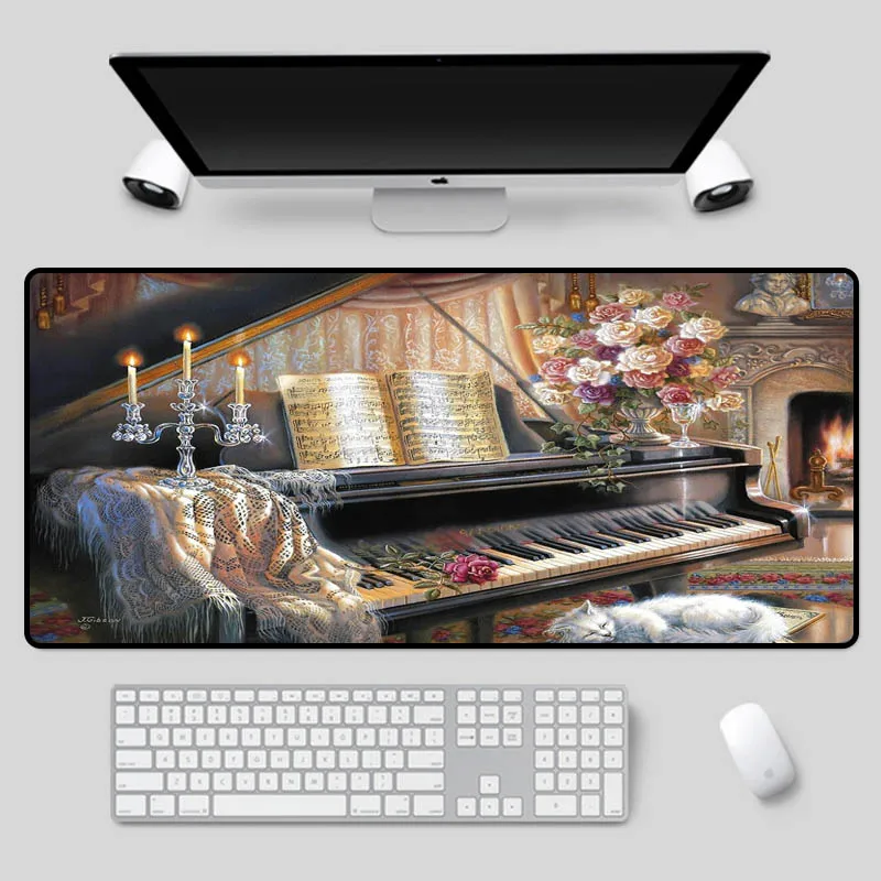 

XGZ Exquisite large-size piano pattern mouse pad as an art desk pad computer office essential anti-skid waterproof keyboard pad