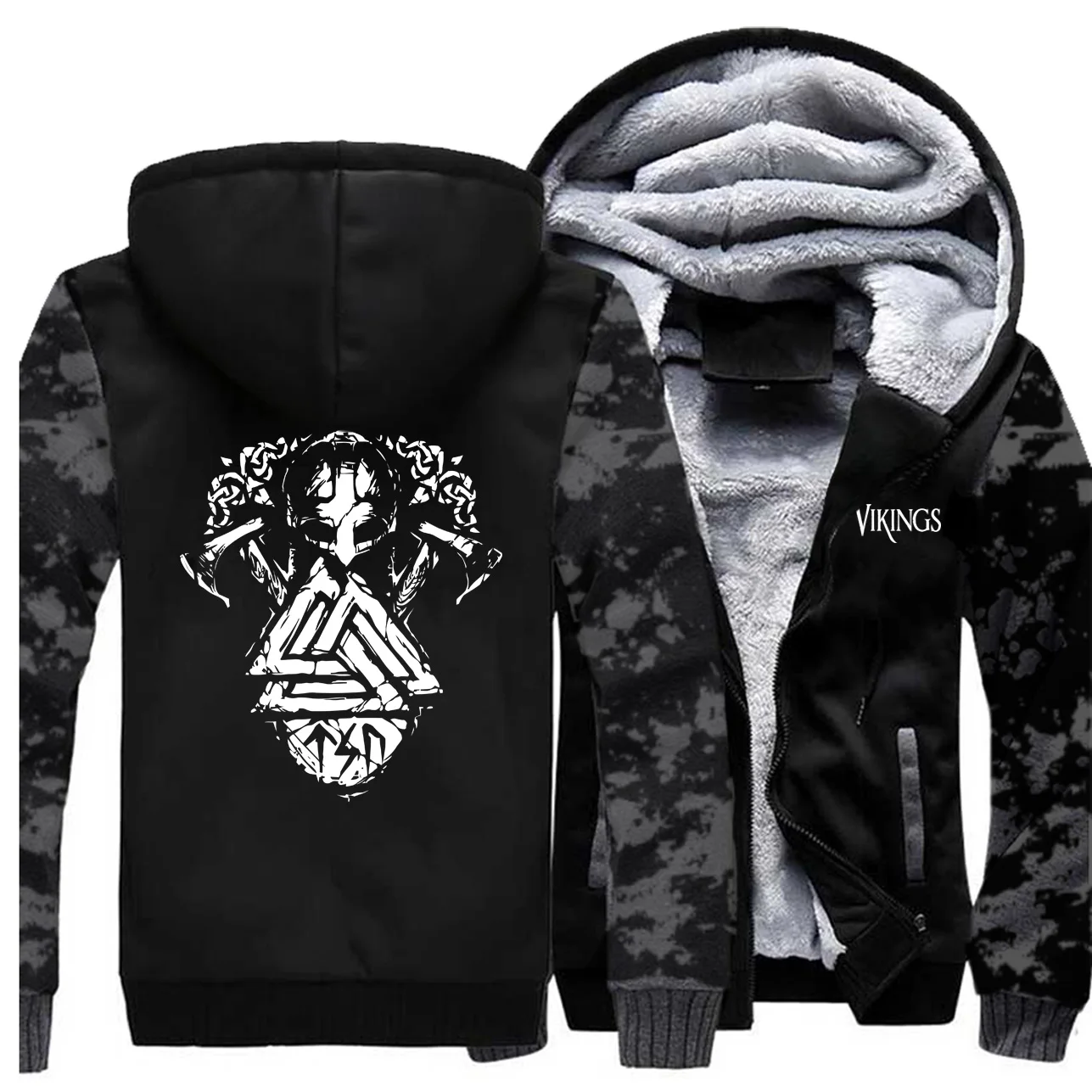 Толстовки мужские, реглан, модное пальто, толстая теплая одежда, толстовка Vikings, камуфляжная мода, на молнии, хип-хоп, Мужская Уличная одежда