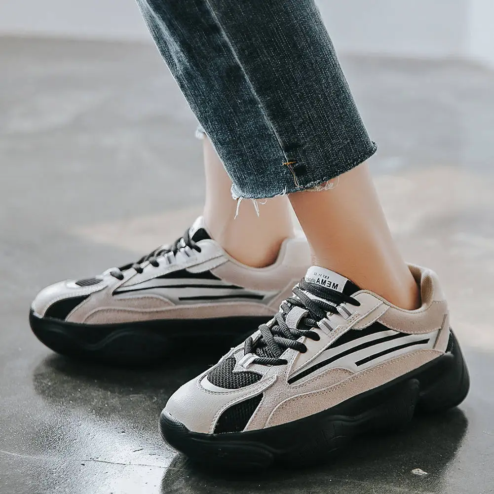 DORATASIA New Fashion INS Hot Sneakers Genuine Leather Lace Up Mixed Colors Flat Platform Shoes Woman Casual Autumn Flats Women