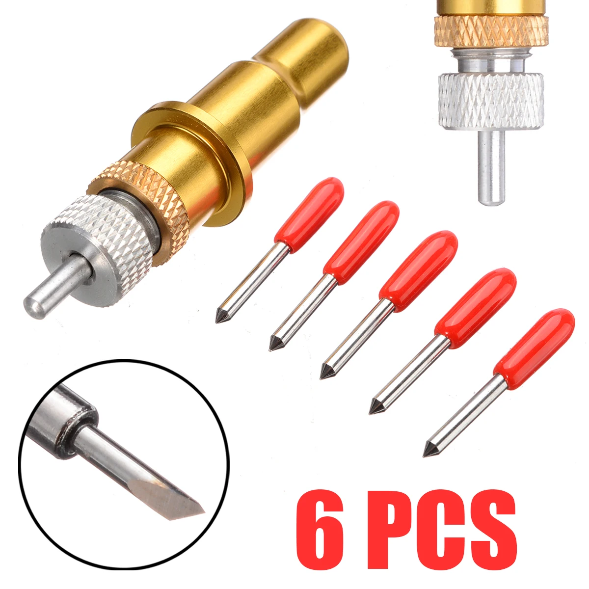 

5Pcs 45 degree Cutter Hard Hardness Blades + 1Pcs Gold Holder For Vinyl Cutter Cutting Plotter Tool Machine Tools