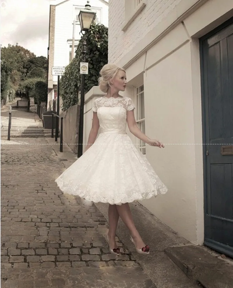 Princess Wedding Dress Ball Gown Lace Short Sleeves Mid-Calf length Bridal Custom Made | Свадьбы и торжества