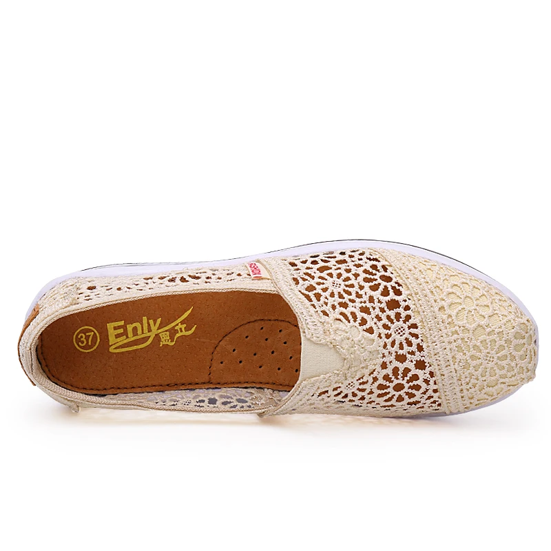 Woman Casual Shoes Women Hollow Floral Breathable Mesh Lace Shallow Shoes Ladies Platform Thick Heel Sole Size 35-40 women loafers women orthopedic shoes