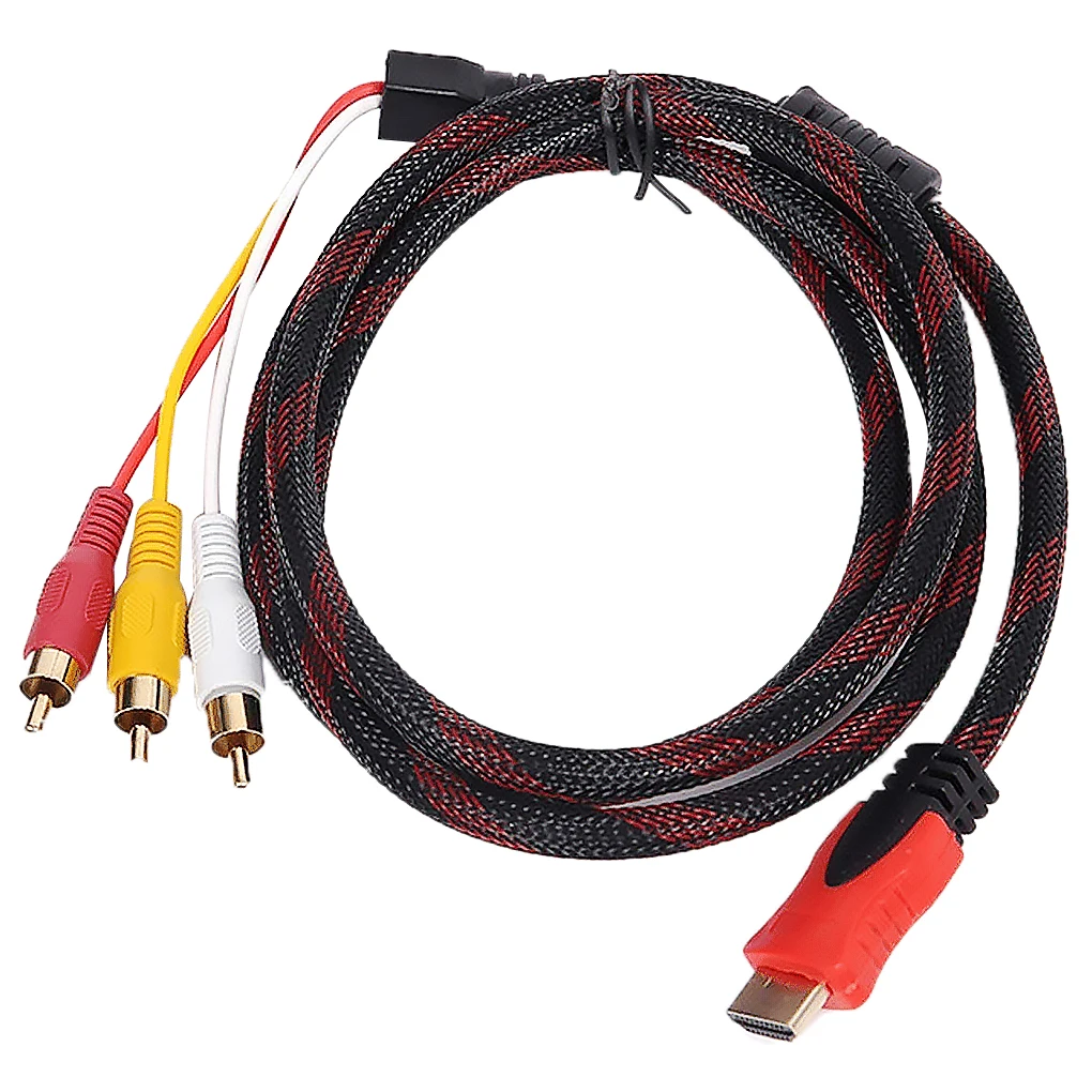 Hd macho a 3 rca áudio vídeo av componente conversor adaptador cabo hdtv 1080 p transmissor de sinal digital 3rca conector masculino