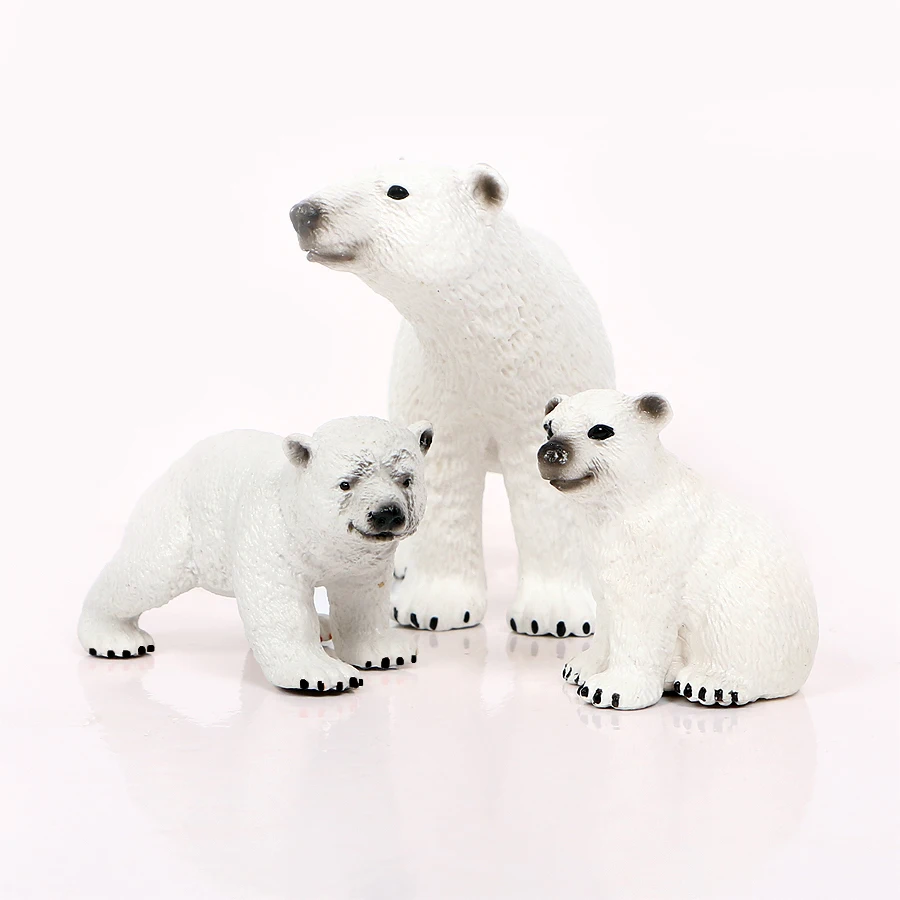 

Wild zoo PVC Plastic Polar Beer simulation models Forest animal models 3pcs/set Action Figure Toys For Children Beer Doll Gifts