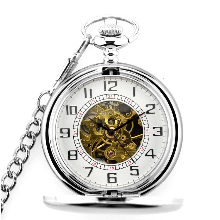 Винтажные гладкие карманные часы унисекс с арбическим циферблатом и цифрами, Классические Механические карманные часы с брелоком-цепочкой для мужчин и женщин, Прямая поставка