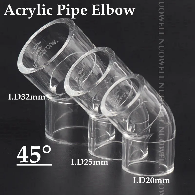 1pc Hi-Quality 20~32mm Thicken Transparent Clear Acrylic Pipe Connector Aquarium Fish Tank Plexiglass Tube Elbow Tee Joints