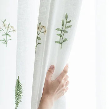 

Pink Coconut Tree Embroidered Curtain Window Curtain Drape Panel Bedroom Curtains Sheer Living Room Curtains JK165Y