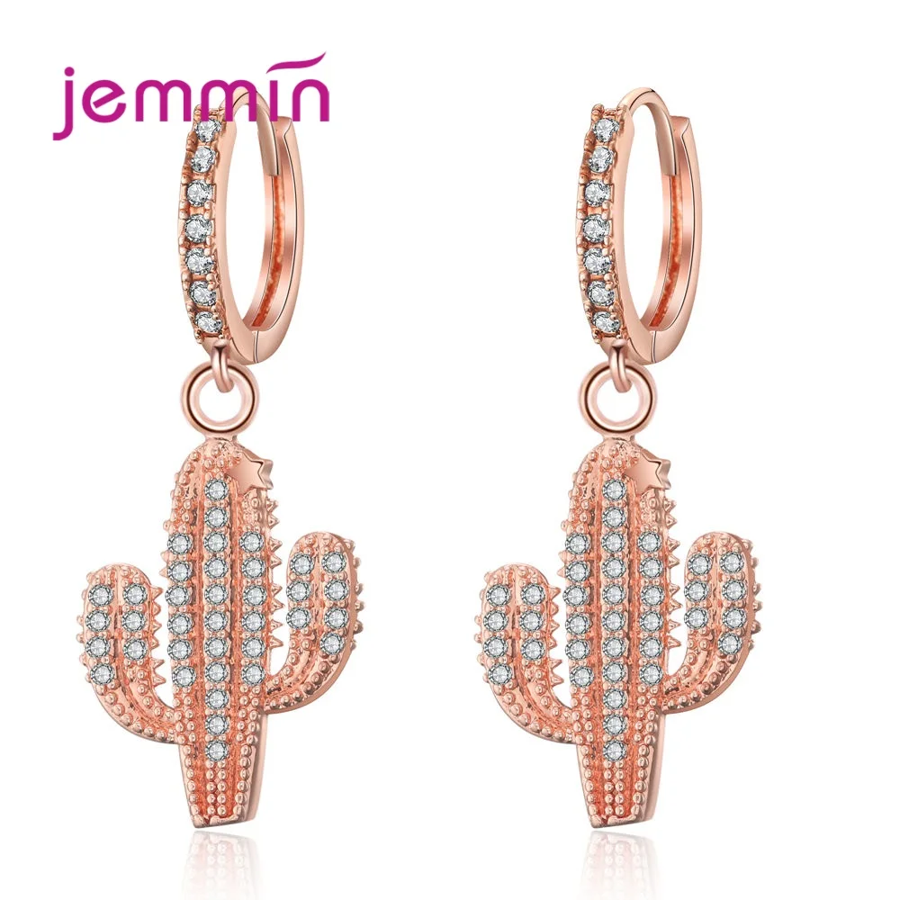

Green Color Plant Cactus Drop Earrings For Women Shinning Cubic Zirconia Party Jewelry Rhinestone Ear Rings Pendientes Mujer
