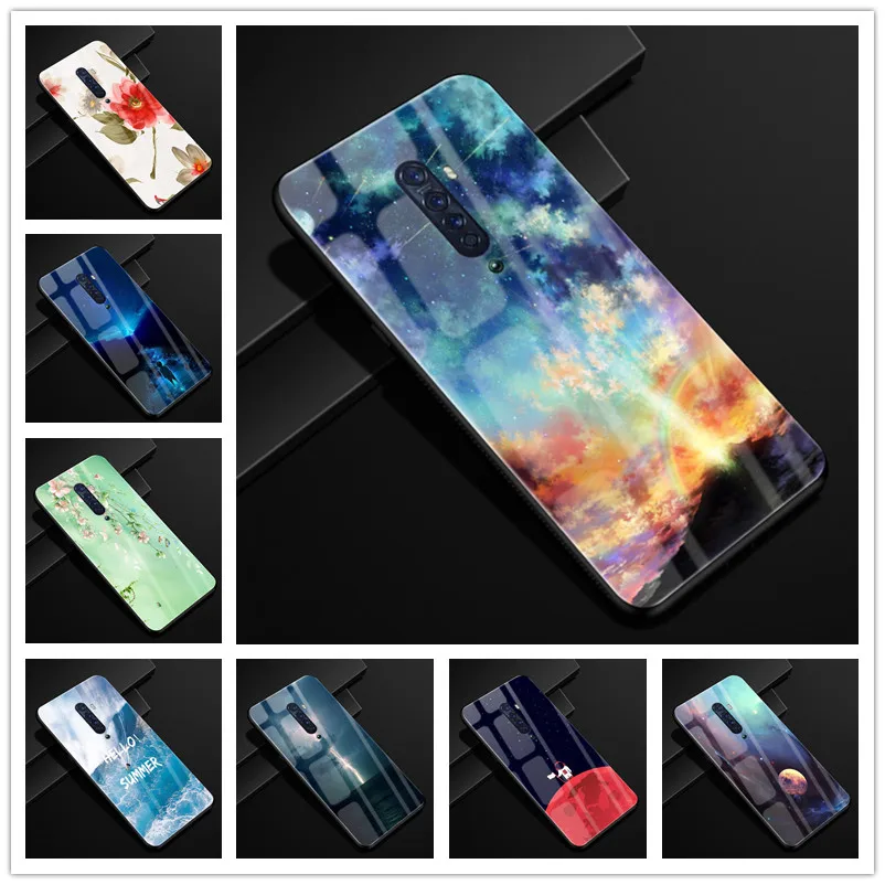 

For OPPO Reno 2 Case Tempered Glass Back Hard Phone Case glass Cover For OPPO Reno2 Case Soft Bumper Coque for OPPOReno2 PCKM00