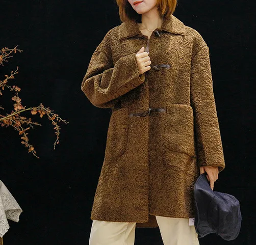 

Artistic MORI Series 19 Autumn New Style Simple Berber Fleece Toggle Loose-Fit Versatile Casual Coat Cotton-padded Clothes 6638