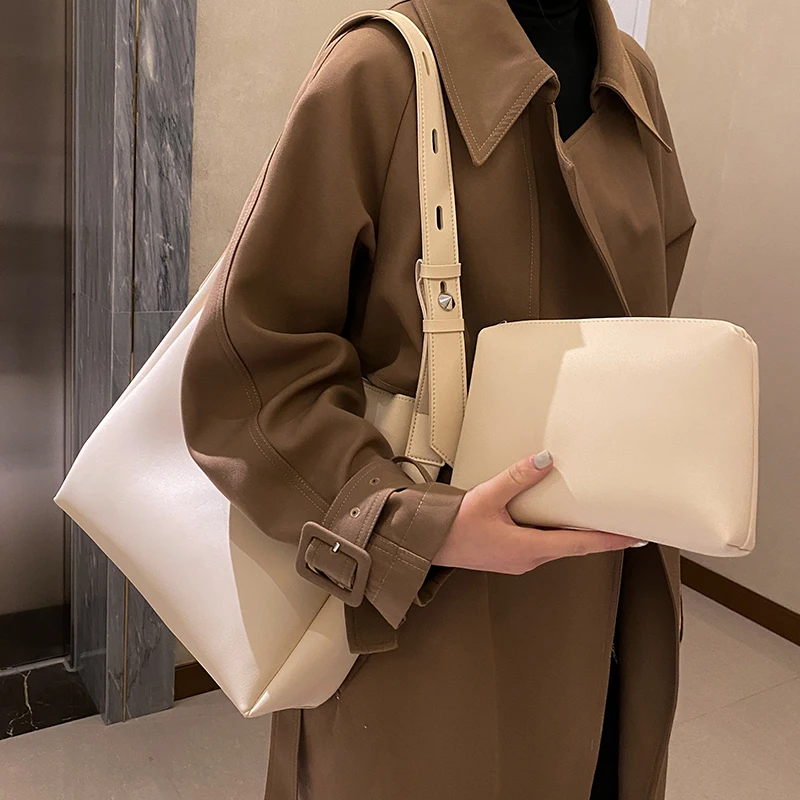 Hot sale women handbag 2 piece/set large capacity shoulder bags high quality PU leather bags ladies wild sac a main femme