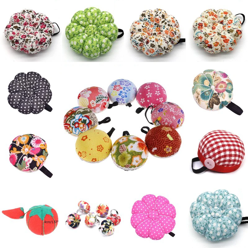 Strawberry Ball Shaped DIY Craft Needle Pin Cushion Holder With Wood Bottom Sewing Pin Cushion Home Sewing Tools Accessory