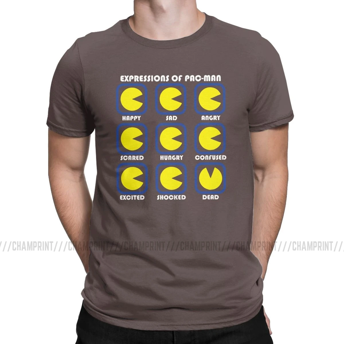 Awesome The Expressions Of Pac-Man Футболка мужская футболка Pacman Pakkuman Ретро 80s аркадная игровая футболка Летняя одежда - Цвет: Коричневый