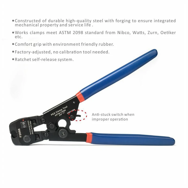 Лучший инструмент PEX Crimper Cinch с функцией удаления для 3/8-1 дюймовых зажимов