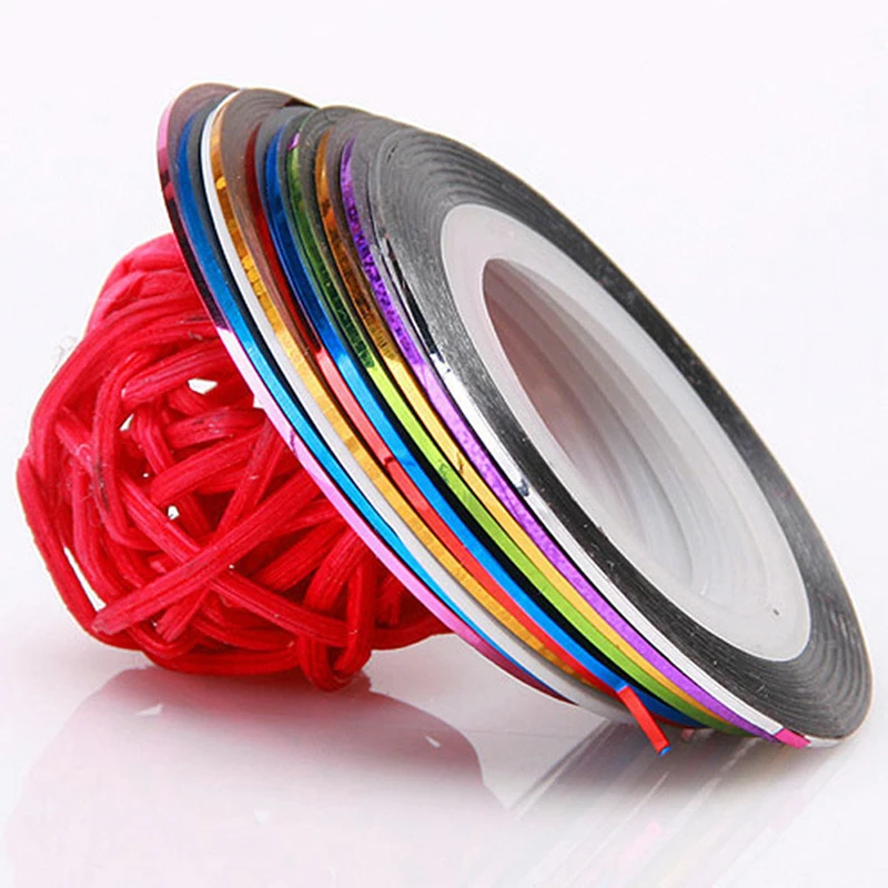 

12/15pcs Holographic Glitter Nail Striping Line Laser Manicure Nail Art 3D Manicure Nail Sticker Decoration Tools