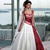 2022 Red and White Wedding Dresses Plus Size Ball Gowns Short Sleeve Tulle Sweep Train Sexy Backless Bridal Vestido De Novia ► Photo 2/6