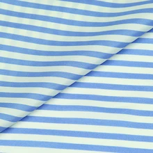 Синий и белый полосатый дизайн чистый шелк Habotai шелковая ткань 15 momme, SHB035