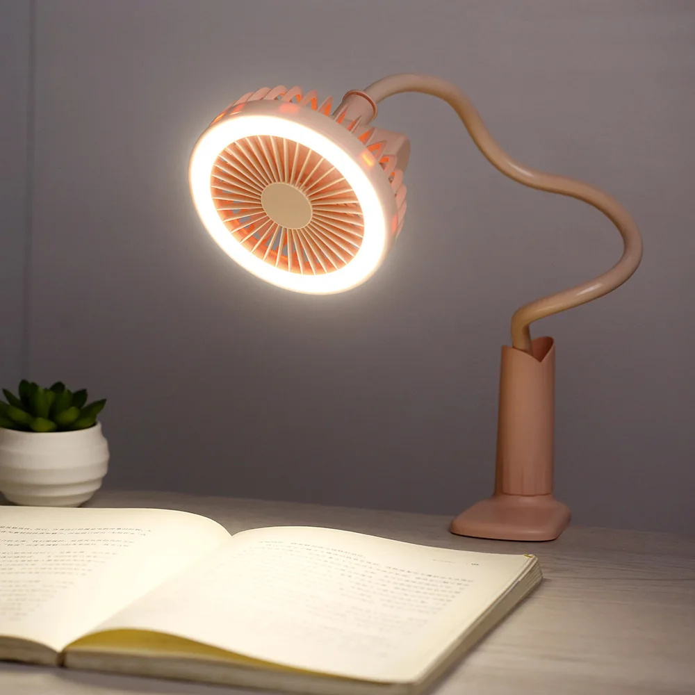 

Handheld Mini Portable Fan Multi-angle Folding LED Table Lamp Lighting Function Stand Fan for Student Desktop Bedside