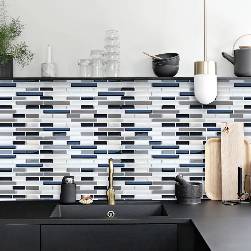 3d Peel And Stick Vinyl Wallpaper Waterproof Heatproof Mosaic Self Adhesive Kitchen Backsplash Tiles 1 Sheet Wall Stickers Aliexpress