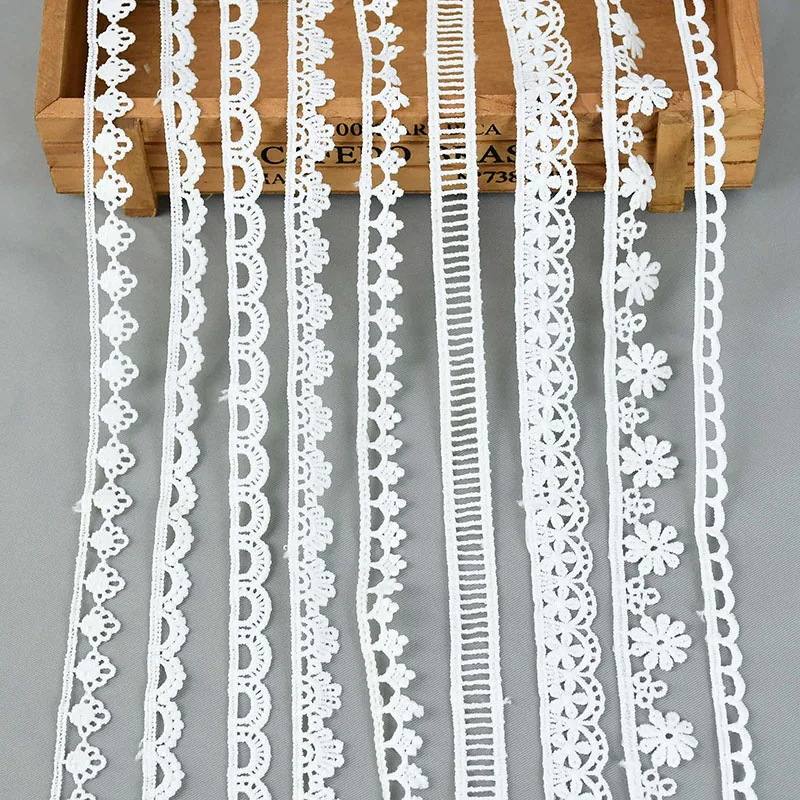 5Yards/lot Cotton Embroidered Lace Trim Ribbons Fabric DIY Sewing Handmade Craft Materials Garment Clothes Accessories lace fabric,lace ribbon,lace garment accessories,lace sewing supplies,lace accessories,lace sewing accessories,clothing accessories