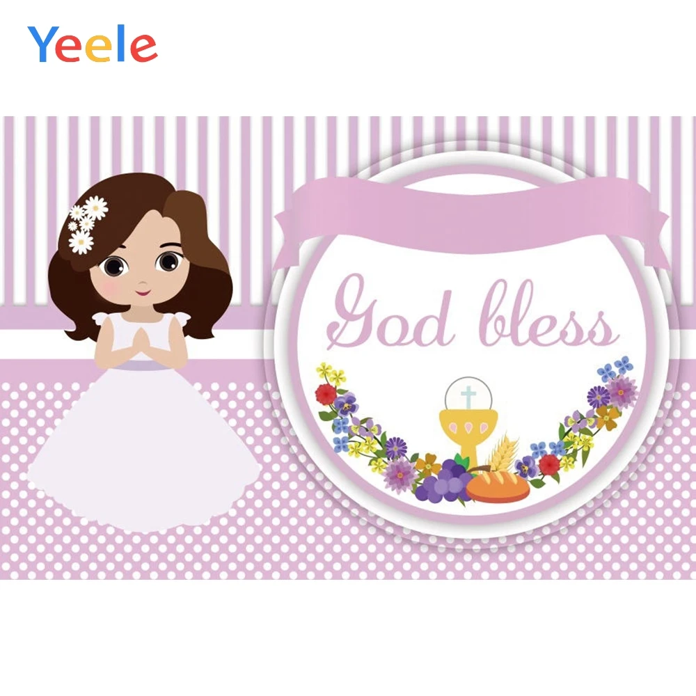 

Purple Stripe God Bless Newborn Baby Shower Princess Baptism Cross Backdrop Photography Background For Photo Studio Photophone