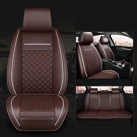 Универсальные автомобильные чехлы из искусственной кожи для Ford mondeo Focus 2 3 Fiesta mondeo Edge Explorer aurus S-MAX автомобильные аксессуары - Название цвета: Coffee standard