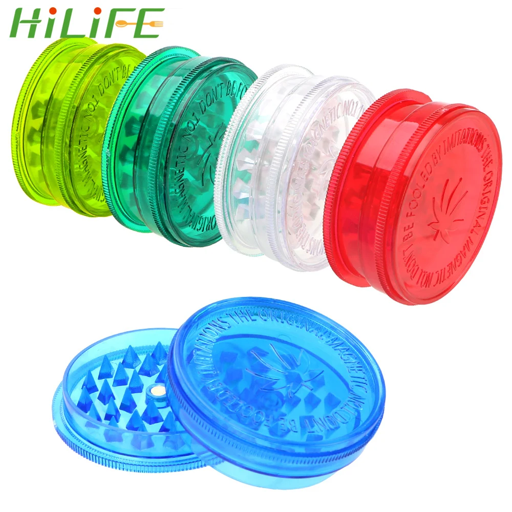 Трехслойная пластиковая табачная мельница HILIFE круглой формы случайного цвета