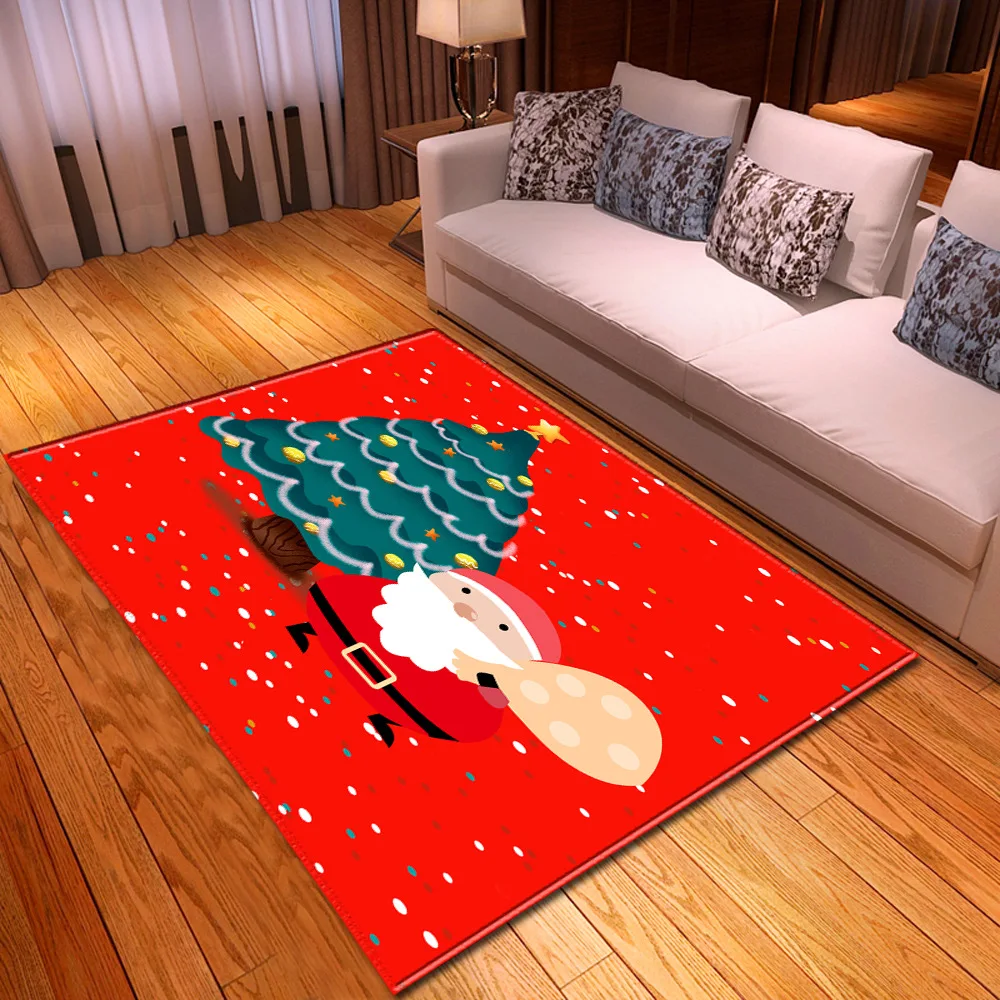 Новогодний декор, коврики с принтом Санта Клауса для гостиной, спальни, мягкие фланелевые вечерние коврики на Рождество