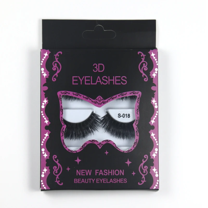 Three pairs of 3-D mink pseudo-eyelashes with 18 mm length, dense and slender long eyelashes s018-019 series, fashionable young