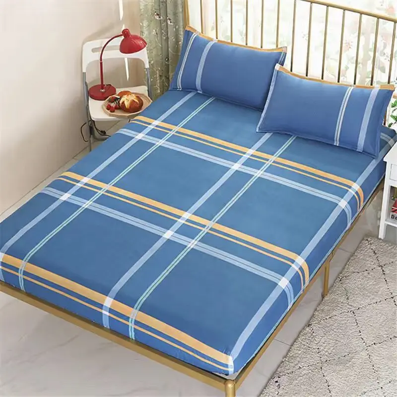 

3pcs Bed Sheet With Pillowcase Colorful Printed Bed Linen Queen Mattress Fitted Sheet Sets With Elastic For King Size 2020
