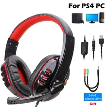 LED Light Stereo Gaming Headset Wired Game Headphones With Mic Volume Control Over Head Earphone For PS4 XBOX PC Gamer Fones
