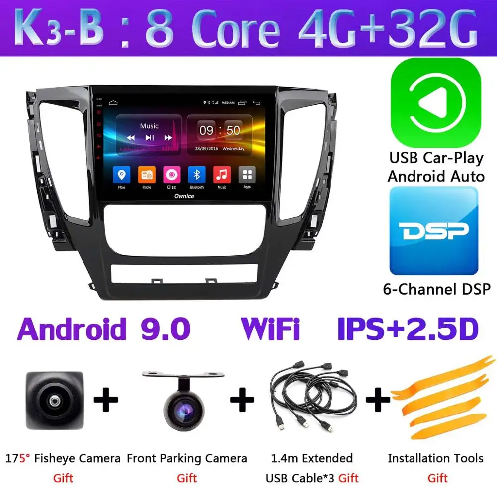 360 ° панорамный Камера Android 9,0 8Core 4G+ 64G DSP CarPlay плеер для Mitsubishi Pajero Montero Sport gps - Цвет: K3-B-CarPlay